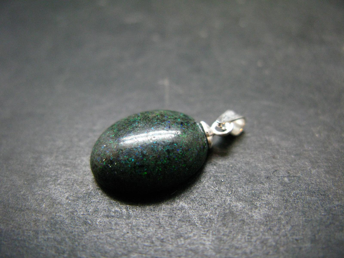 Rare Black Opal Sterling Silver Pendant From Australia - 0.9" - 1.49 Grams