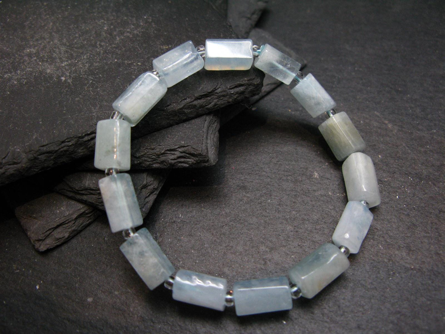 Aquamarine Genuine Bracelet ~ 7 Inches ~ 12mm Tumbled Beads