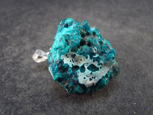 Emerald Copper!! Very Sharp Intense Emerald Green Dioptase Crystal Silver Pendant from Congo - 6.74 Grams - 1.0"