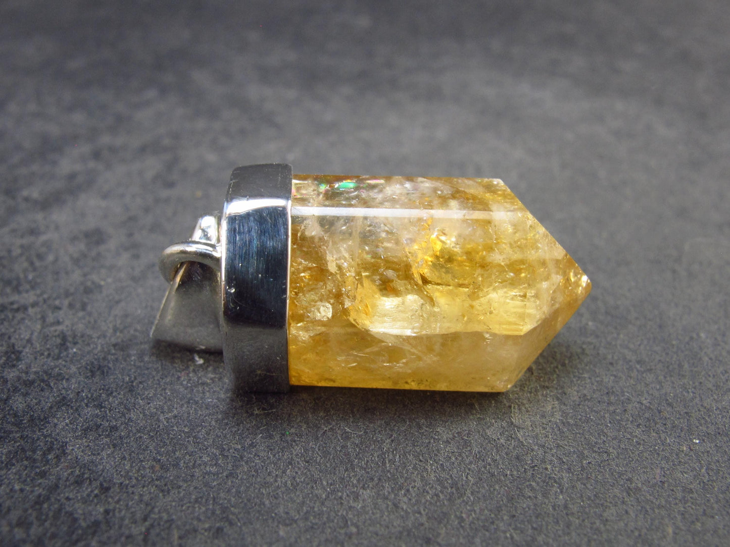 Yellow Citrine Sterling Silver Pendant from Brazil - 1.2" - 6.48 Grams