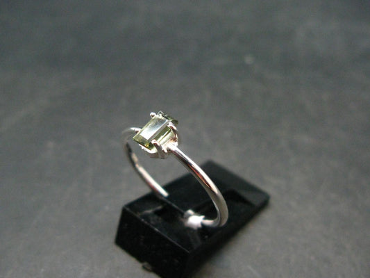Cute Gem Faceted Moldavite Sterling Silver Ring From Czech Republic - Size 6 - 1.23 Grams