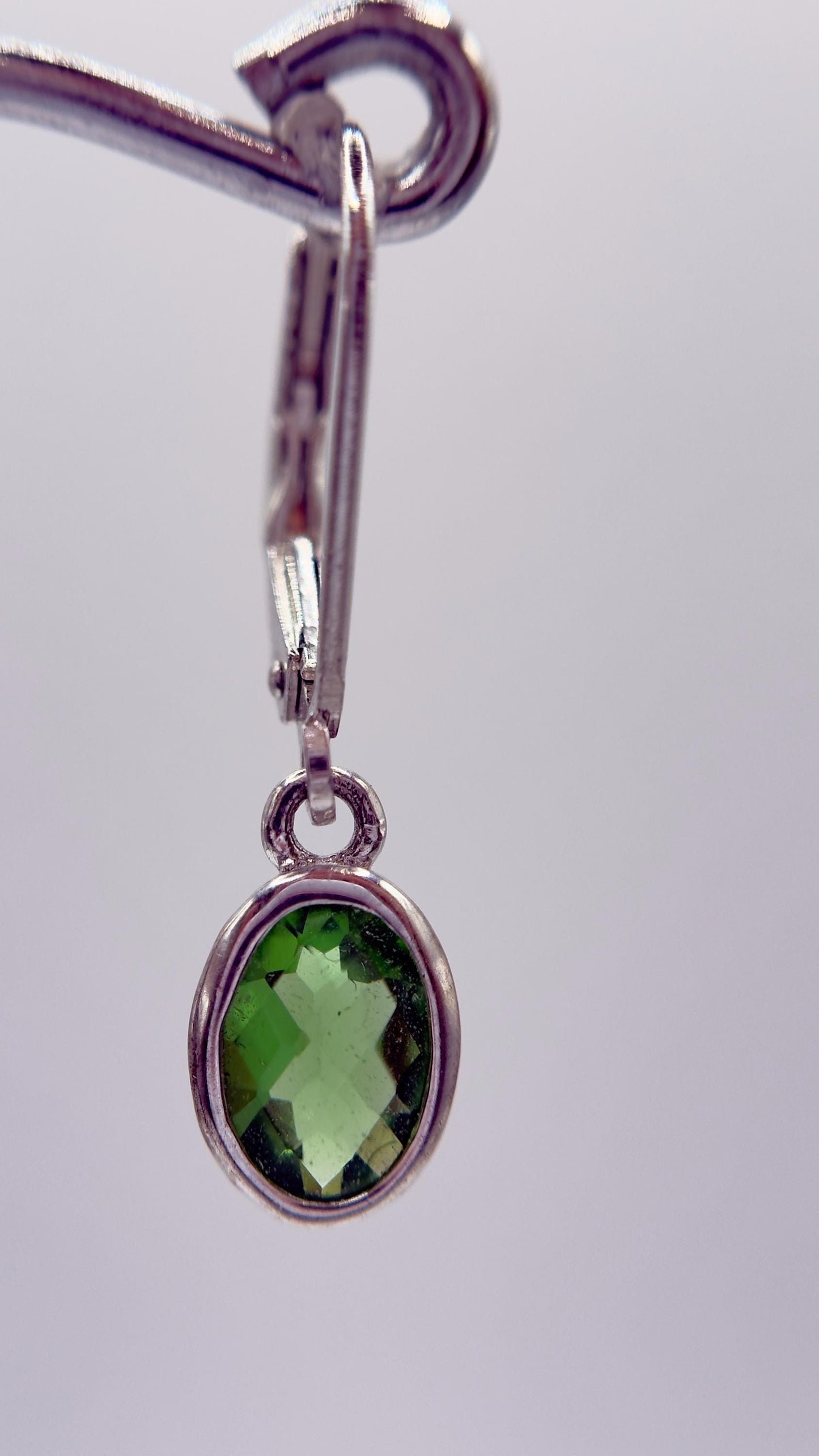 Green Helenite Drop Earrings in Sterling Silver – Oval Gemstone Dangles