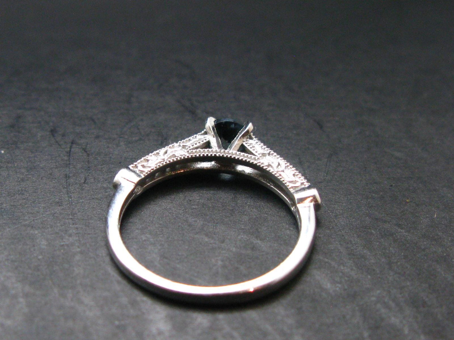 Facetted Blue Topaz Sterling Silver Ring With CZ - 1.87 Grams - Size 7