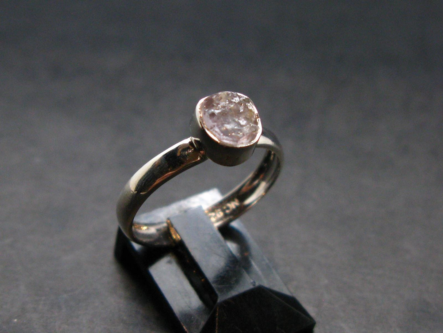 Gray Herderite Silver Ring from Africa - Size 7 - 1.84 Grams