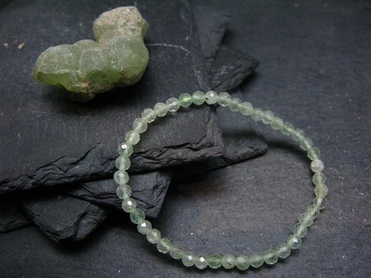 Prehnite & Epidote Genuine Bracelet ~ 7 Inches ~ 4mm Facetted Beads