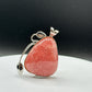 Natural Rhodochrosite Pendant in Sterling Silver Leaf Design | Pink Crystal Necklace | Jewelry Gift