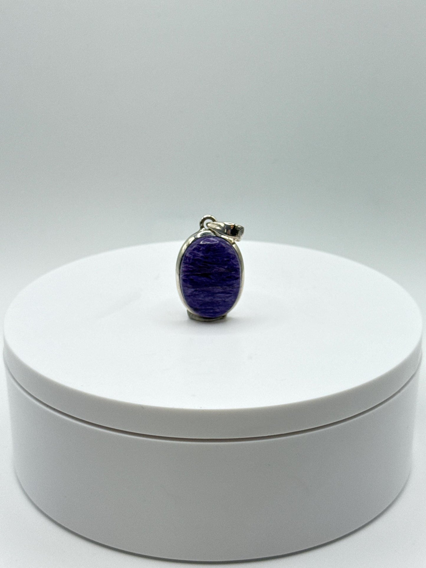 Charoite Sterling Silver Pendant – Oval Cabochon - 8.11 Grams