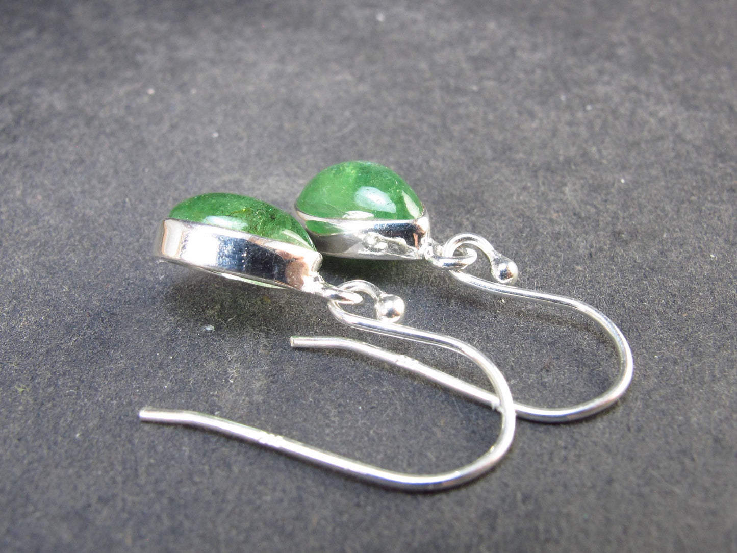 Tsavorite Gem Green Garnet Sterling Silver Earrings from Tanzania - 3.16 Grams