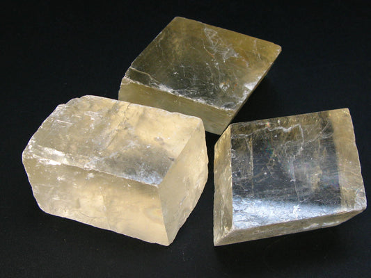 Lot fo Tree Large Rhomb Calcite Iceland Spar Crystal From Mexico - 2.2"