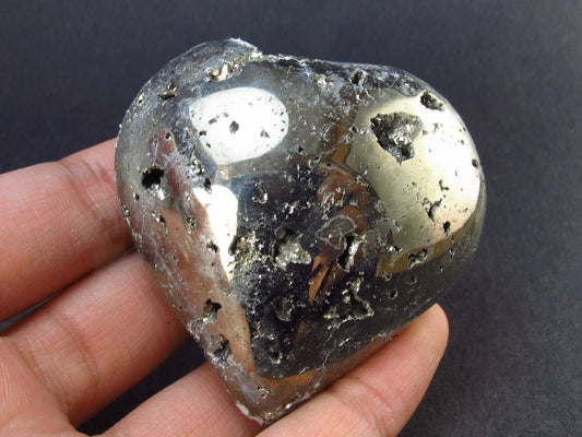 Pyrite Crystallized Carved Heart From Peru - 2.1" - 155.8 Grams