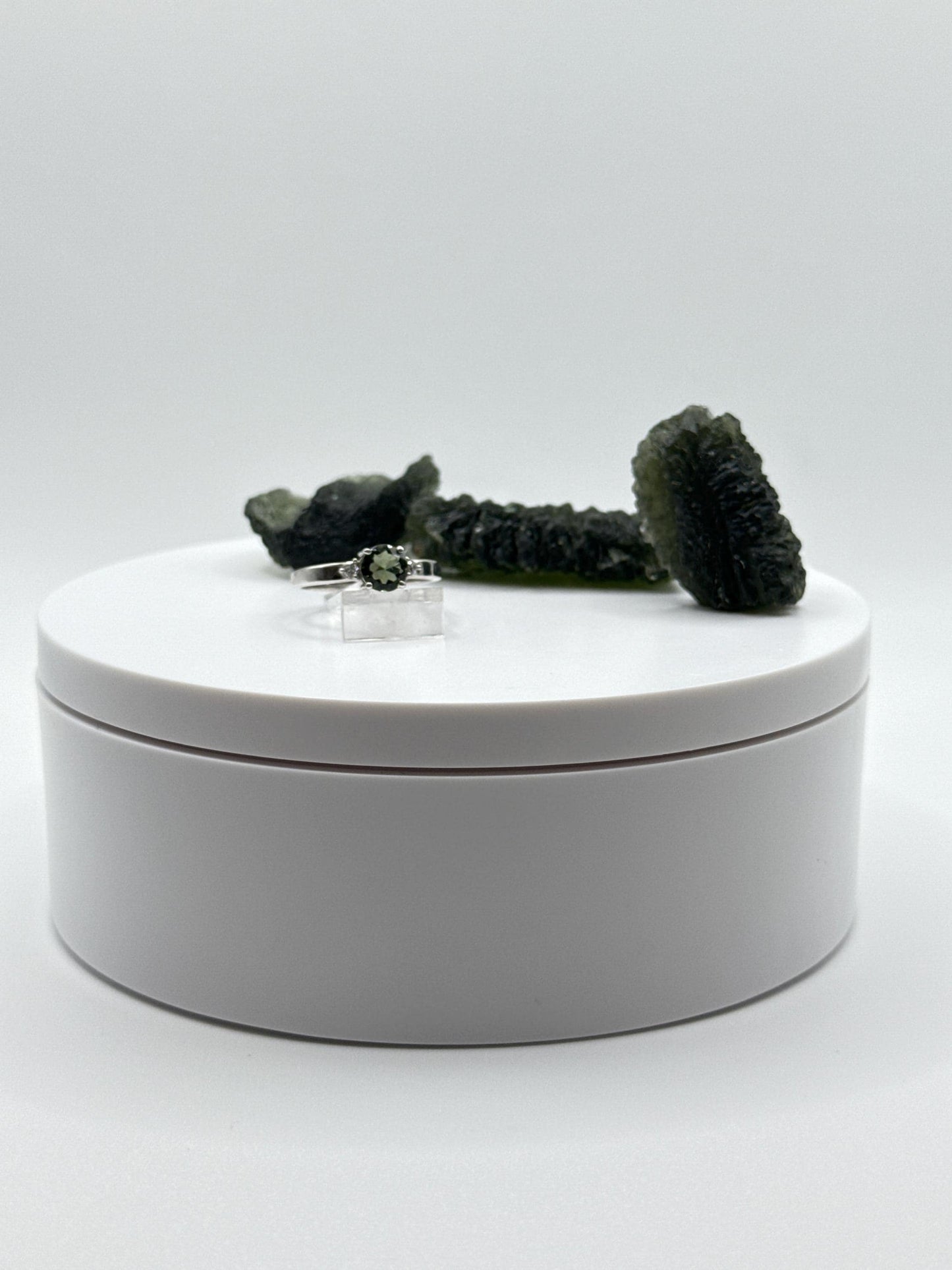 Elegant Moldavite Ring – Confidence & Clarity in Silver Light - Size 8