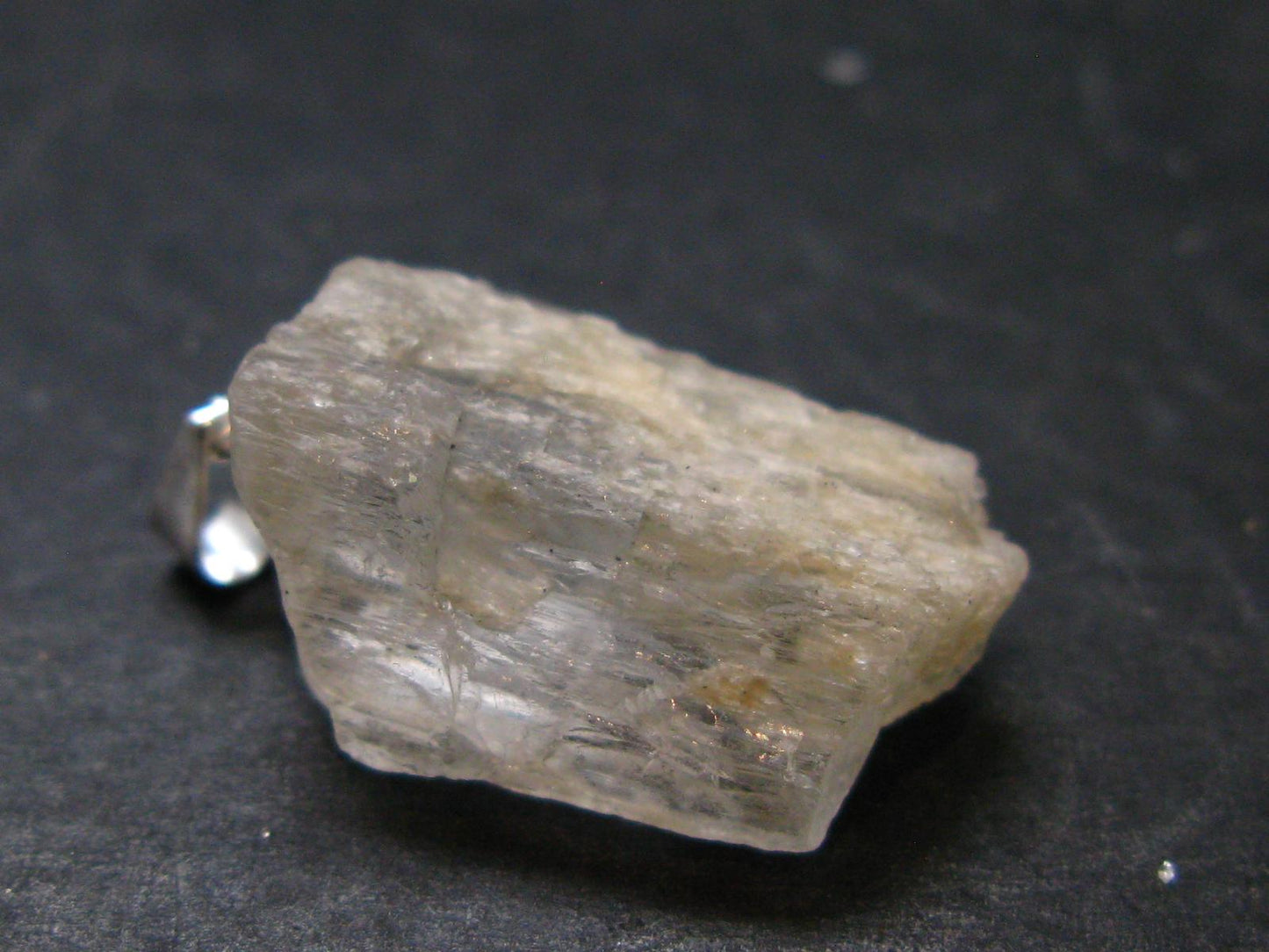 Clear Petalite Crystal Silver Pendant from Brazil - 1.1" - 3.53 Grams