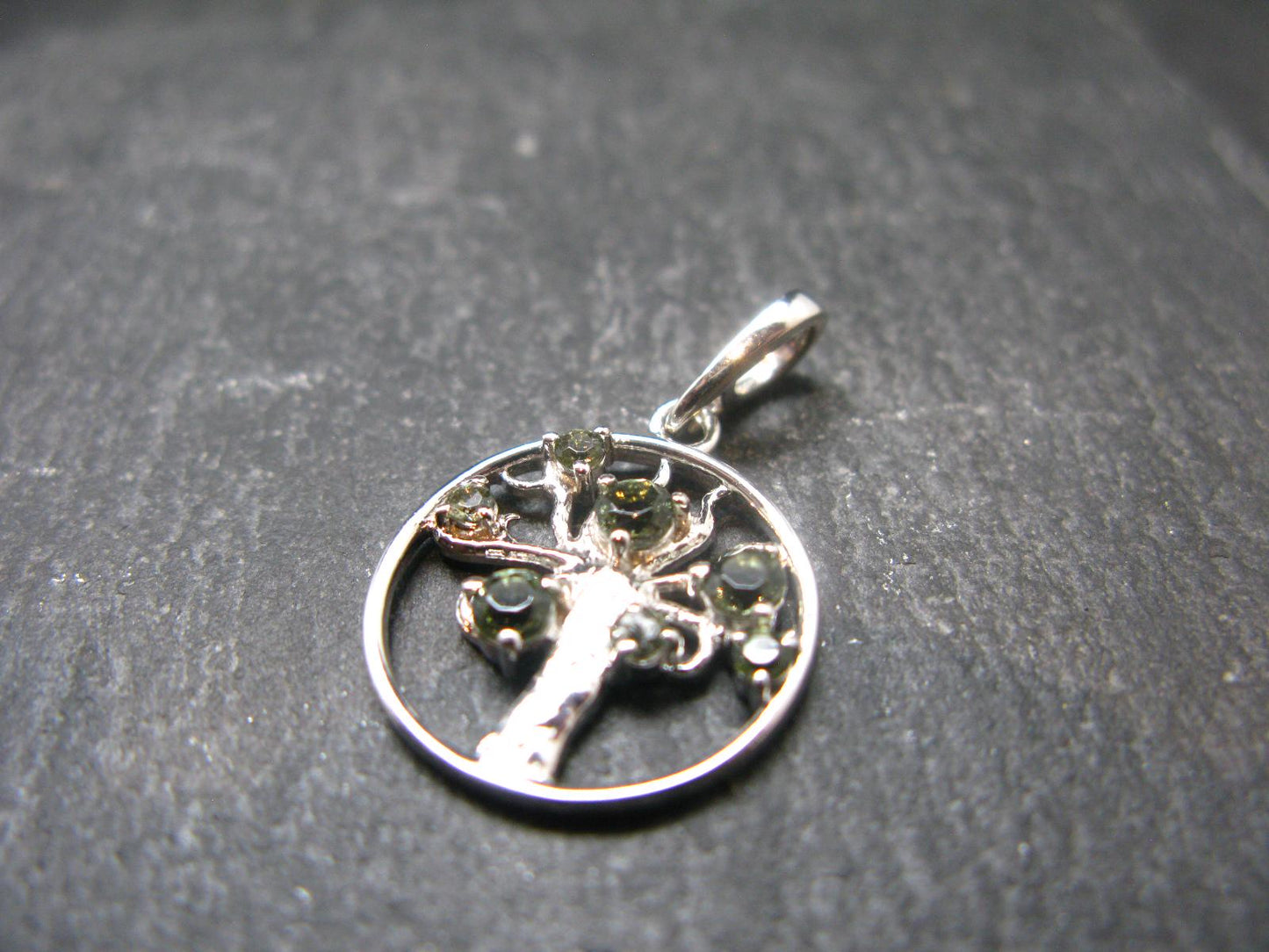Moldavite Tektite Silver Pendant from Czech Republic - 1.0" - 2.15 Grams