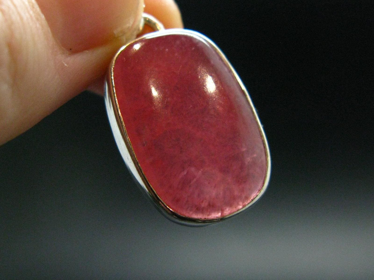 Rare Rhodochrosite Sterling Silver Pendant From Argentina - 1.2" - 5.80 Grams