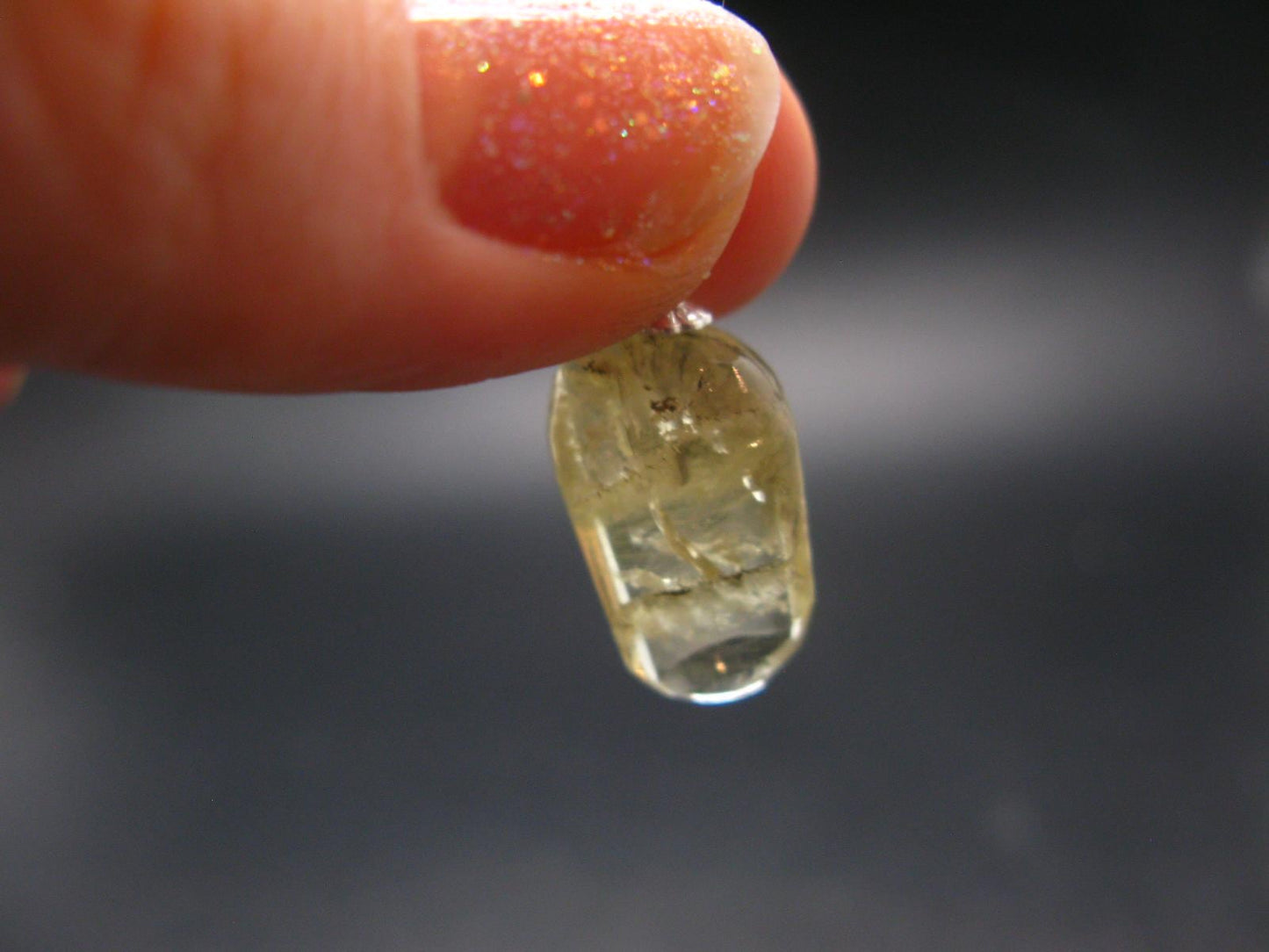 Agni Gold Danburite Tumbled Sterling Silver Pendant from Tanzania - 0.9" - 2.41 Grams