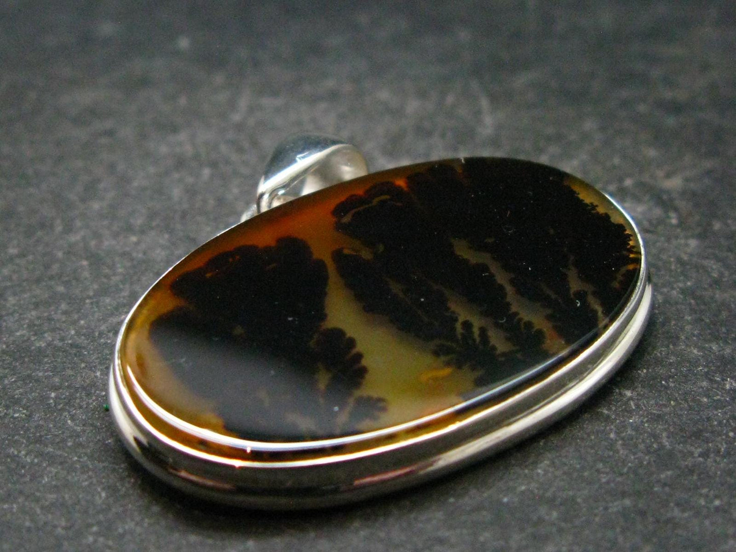 Moss Agate Silver Pendant From Russia - 6.85 Grams - 1.3"