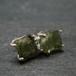 Natural Moldavite Tektite Raw Stud Earrings In Sterling Silver From Czech Republic - 1.56 Grams
