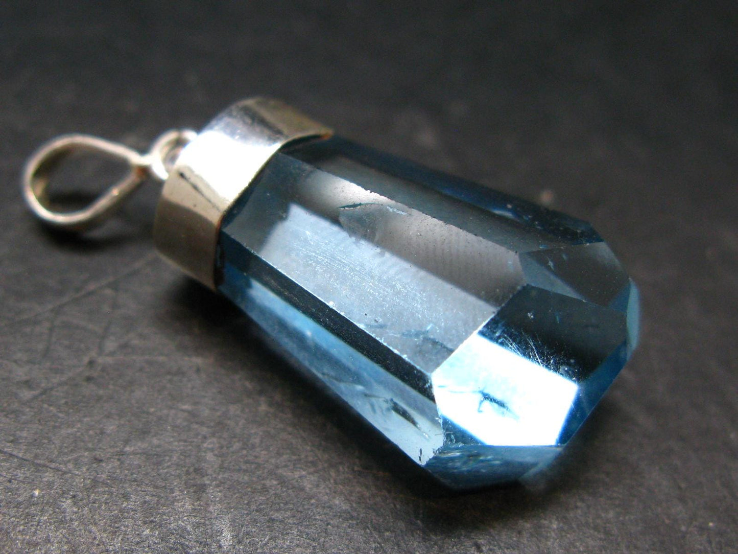 Blue Topaz Sterling Silver Pendant From Brazil - 1.6" - 13.07 Grams