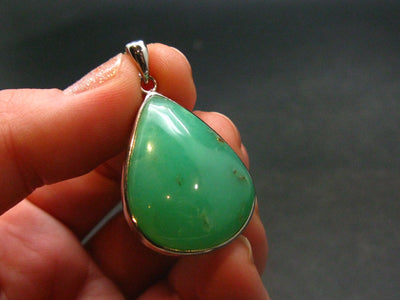 Chrysoprase Silver Pendant From Australia - 1.4" - 8.38 Grams