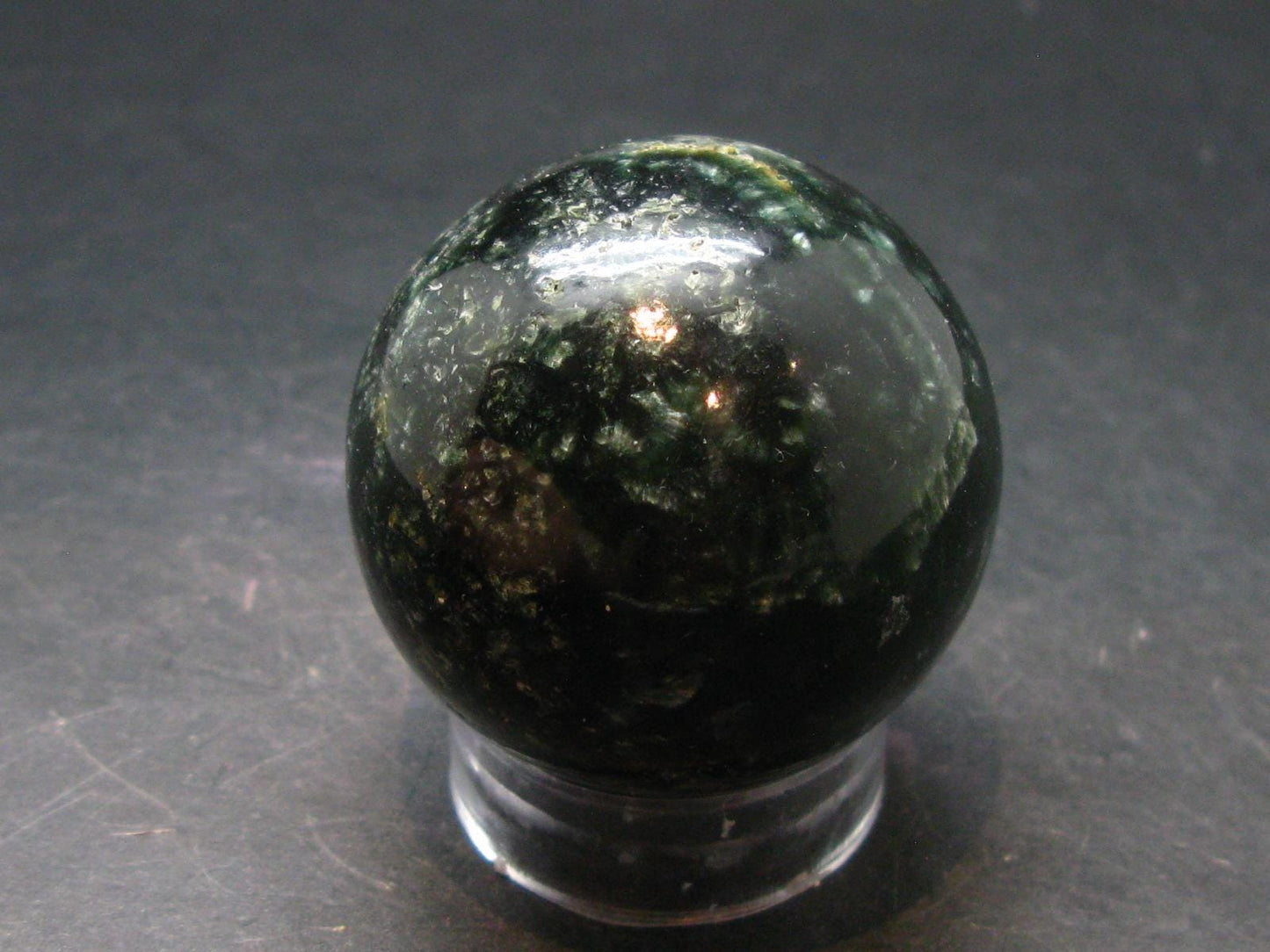 Nice Polished Seraphinite Clinochlore Sphere From Russia - 1.7"