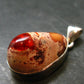 Fire Opal Sterling Silver Pendant From Mexico - 1.2" - 6.42 Grams