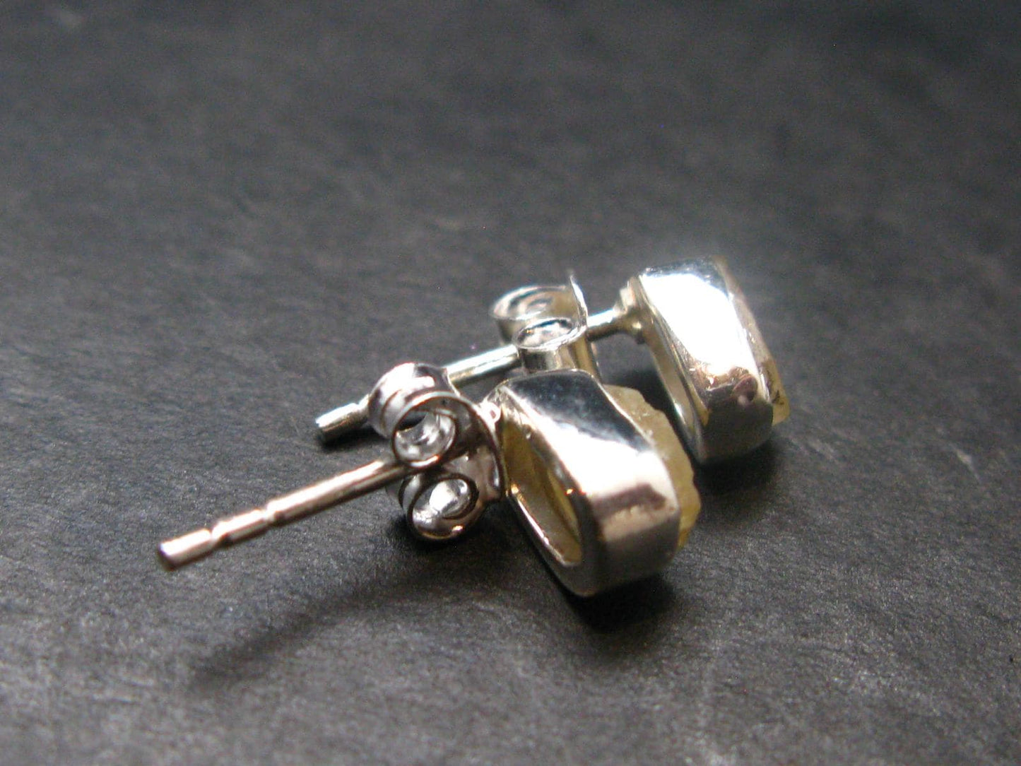 Rare Agni Gold Danburite Silver Studs From Tanzania - 1.08 Grams - 0.5"