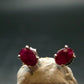 Ruby Faceted Stud Earrings In Sterling Silver - 1.23 Grams