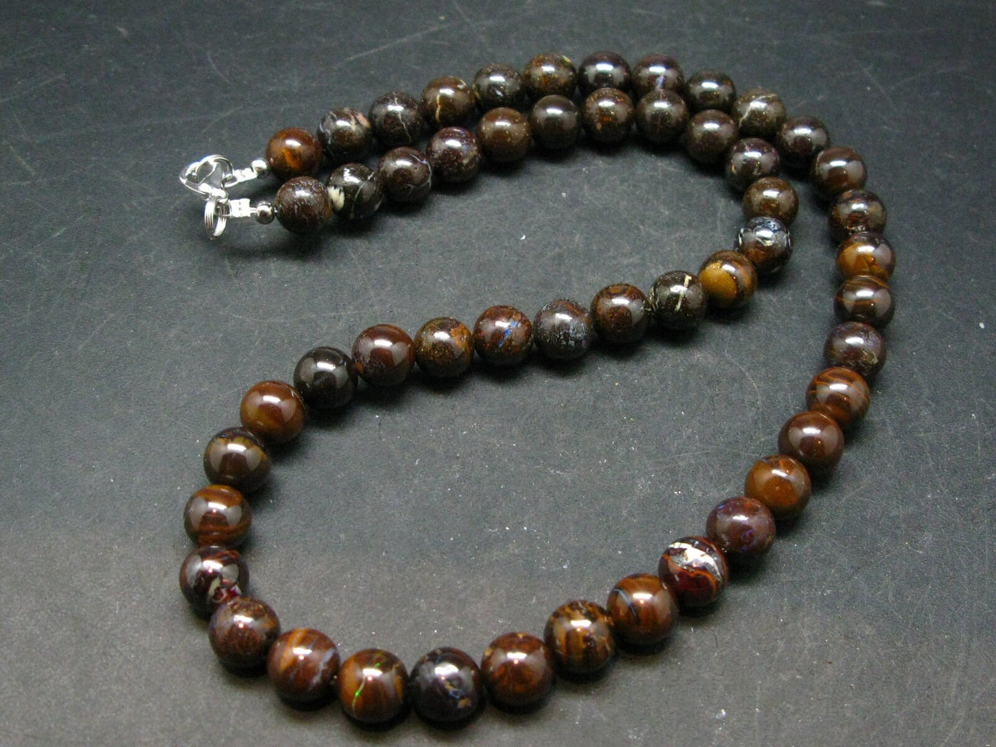 Rare Boulder Opal Beads Necklace From Australia - 17"