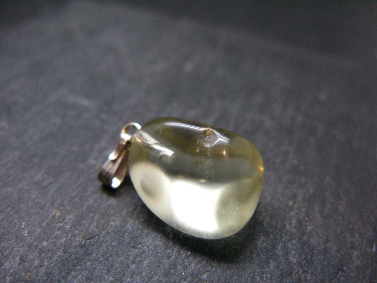 Gem Libyan Desert Glass Tektite Pendant Sterling Silver from Libya - 1.0" - 2.9 Grams