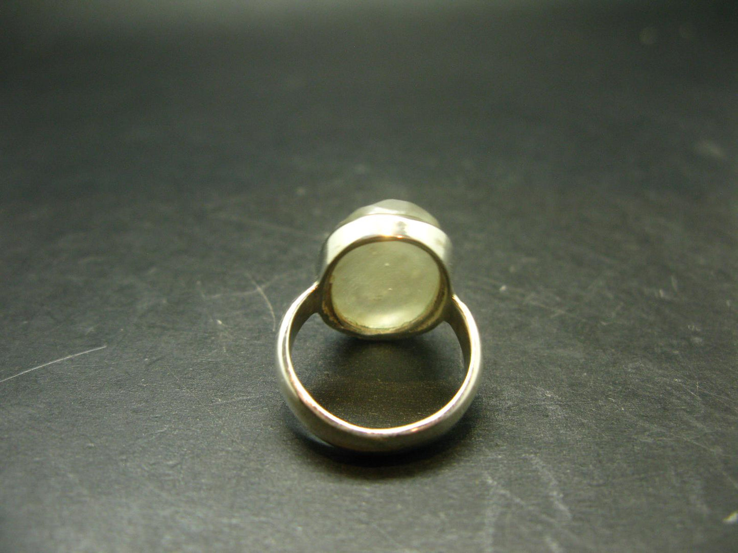 Natural Gem Raw Libyan Desert Glass Tektite Sterling Silver Ring from Libya - Size 9 - 8.9 Grams