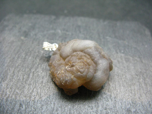 Truffle Chalcedony!! Spheroidal Chalcedony Nodules Crystal Silver Pendant From Morocco - 1.3"