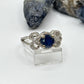 Vintage Blue Sapphire Ring: Ornate Sterling Silver, September Birthstone, Size 6