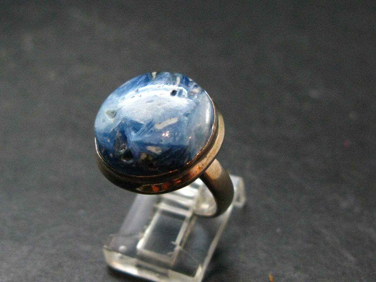 Blue Ice Glacierite Silver Ring from Indonesia - Size 8- 7.07 Grams