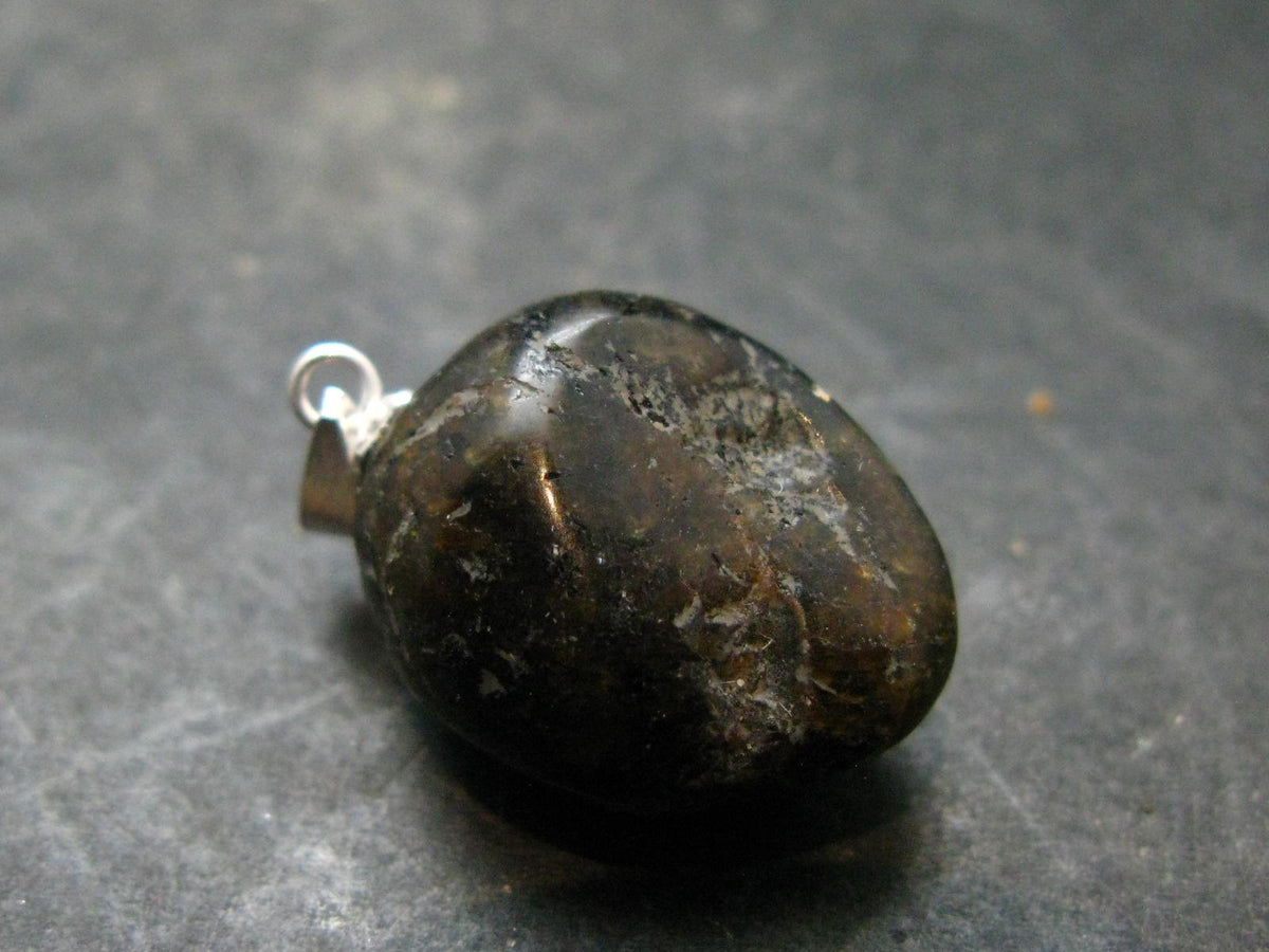 Very Rare Sterling Silver Nuumite Nuummite Pendant From Greenland - 1.0" - 5.0 Grams