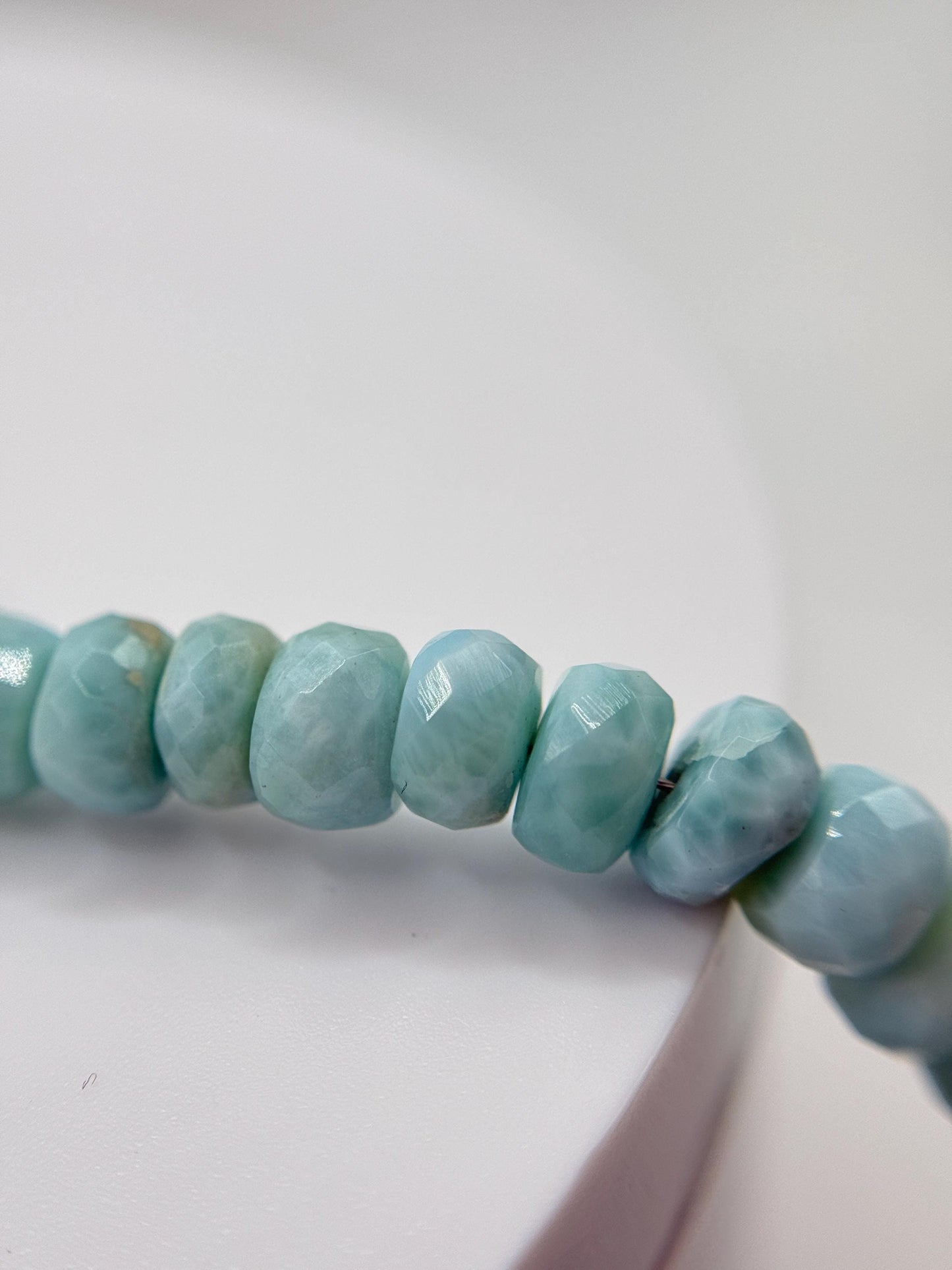 Larimar Round Bead Necklace Ocean Blue Gemstone Necklace Minimalist Jewelry Gift