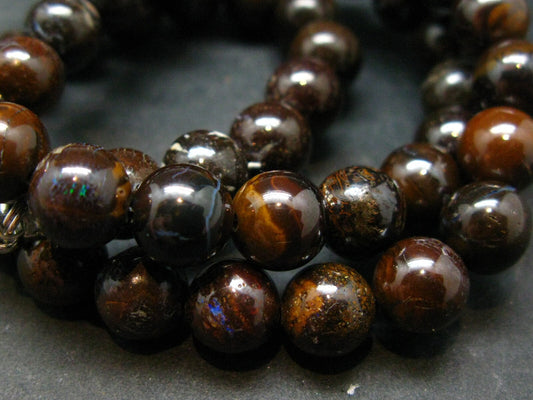 Rare Boulder Opal Beads Necklace From Australia - 17"