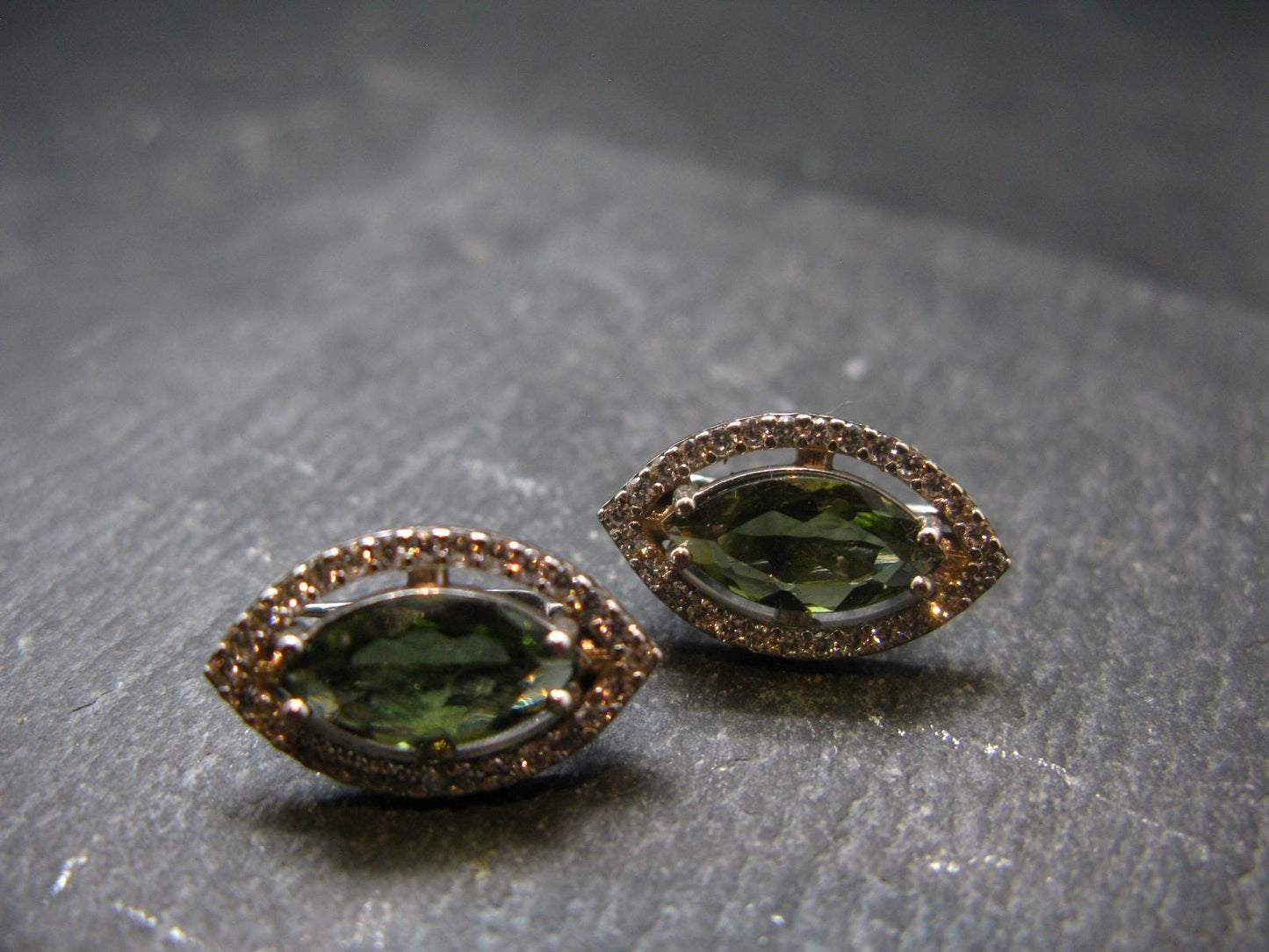 Moldavite Tektite Silver Earrings from Czech Republic - 4.86 Grams
