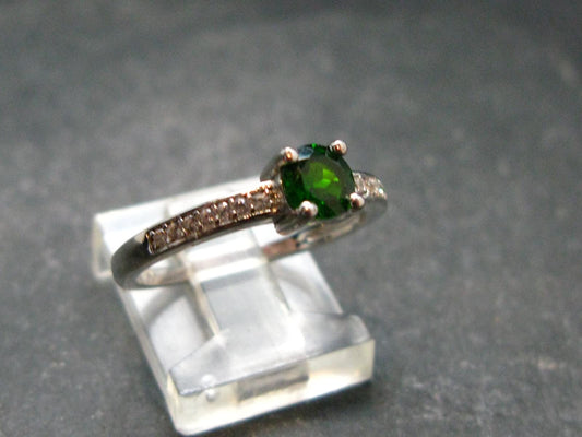 Modern Style Design!! Natural Faceted Intense Forest Green Chrome Diopside 925 Sterling Silver Ring - 1.92 Grams - Size 7.25
