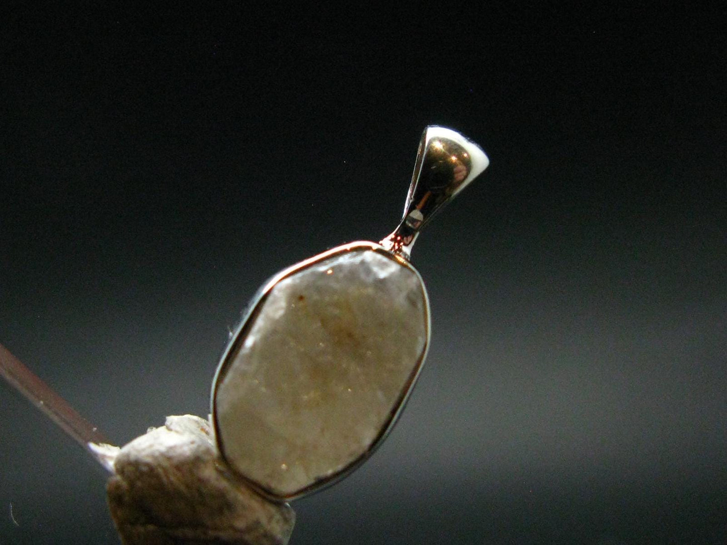 Very Rare White Cryolite 925 Silver Pendant from Greenland - 0.7" - 1.31 Grams