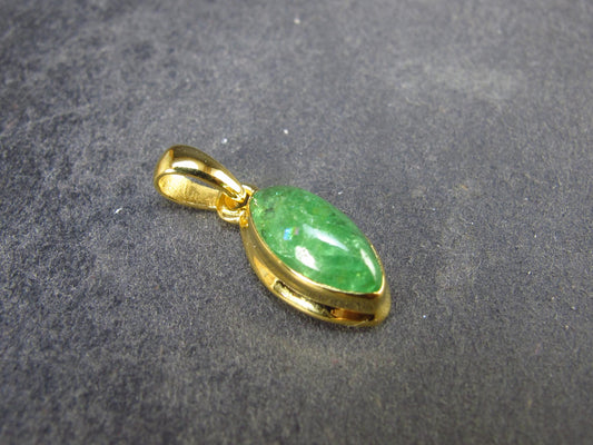 Tsavorite Green Garnet Gold Plated Silver Pendant from Tanzania - 0.8" - 1.68 Grams