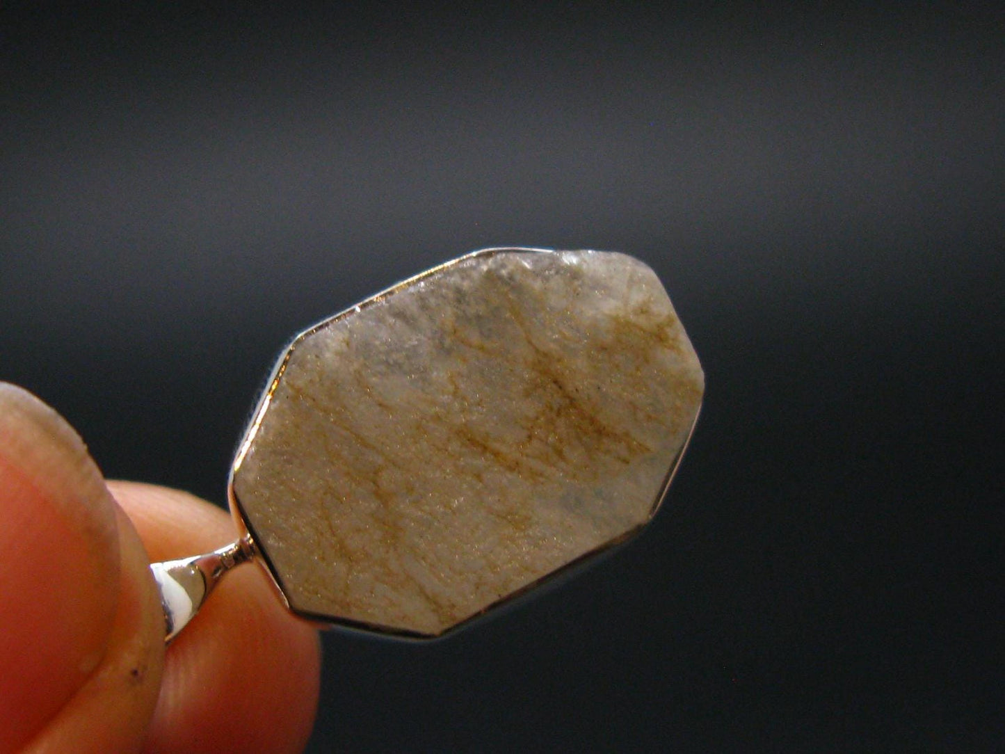 Very Rare White Cryolite 925 Silver Pendant from Greenland - 1.0" - 3.24 Grams