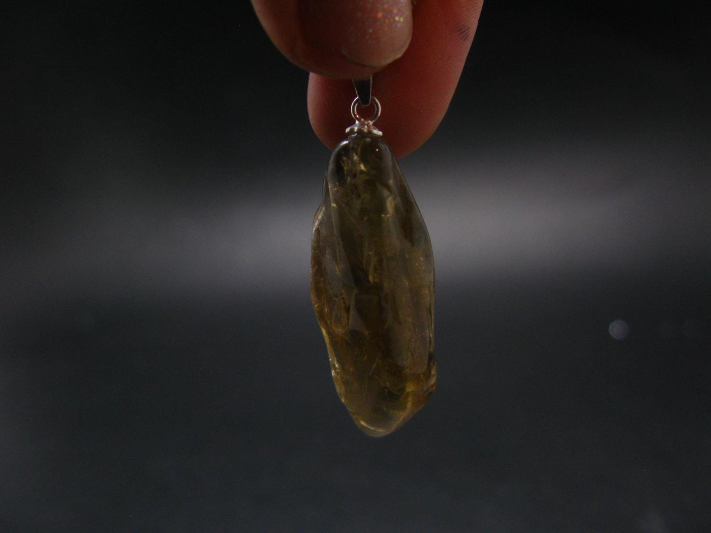 Natural Unheated Citrine Sterling Silver Pendant from Zambia - 1.7" - 7.40 Grams