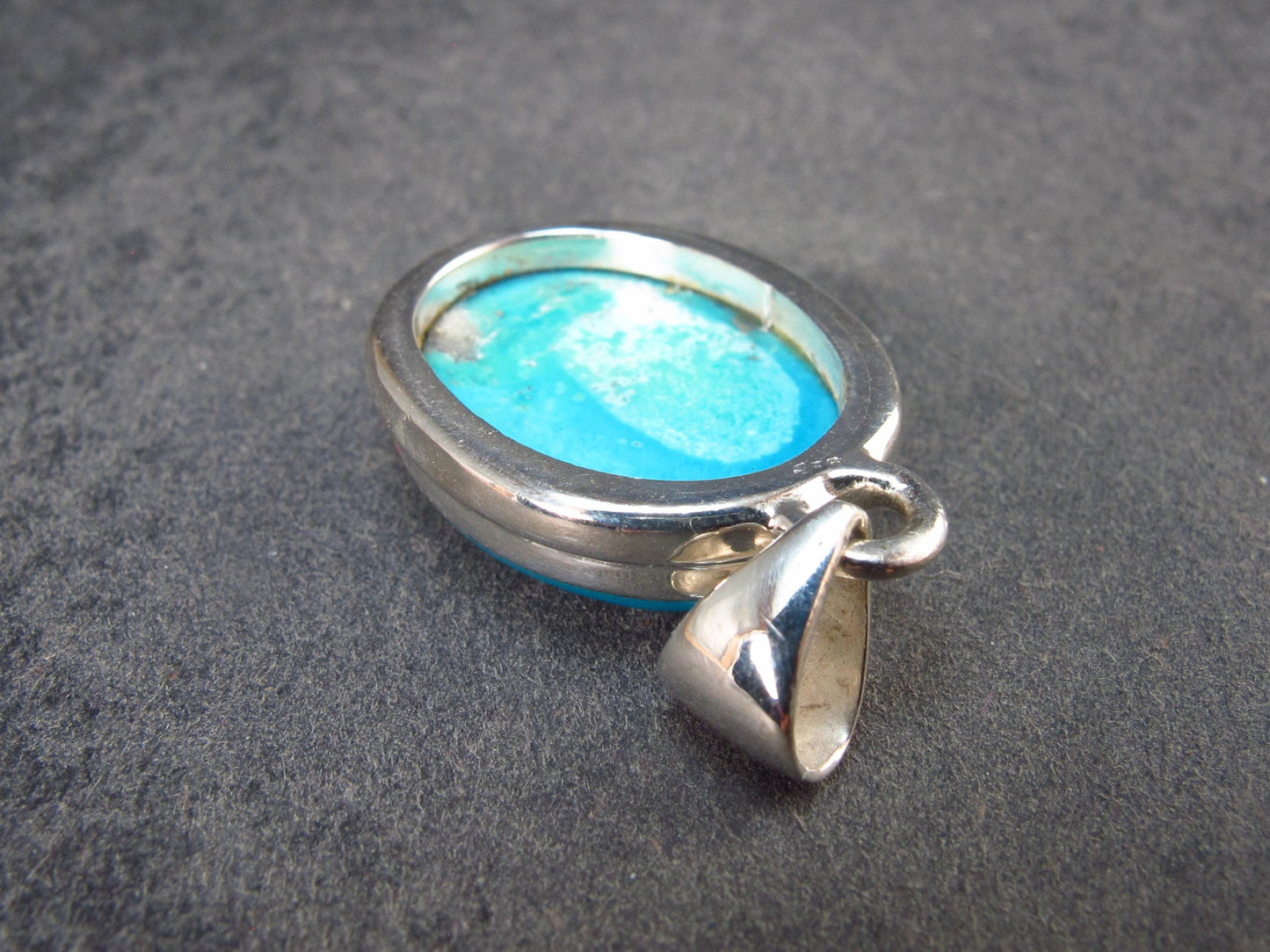Turquoise Silver Pendant - 1.2" - 4.99 Grams