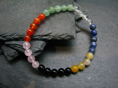 7 Chakra Genuine Bracelet ~ 7 Inches ~ 6mm Round Beads