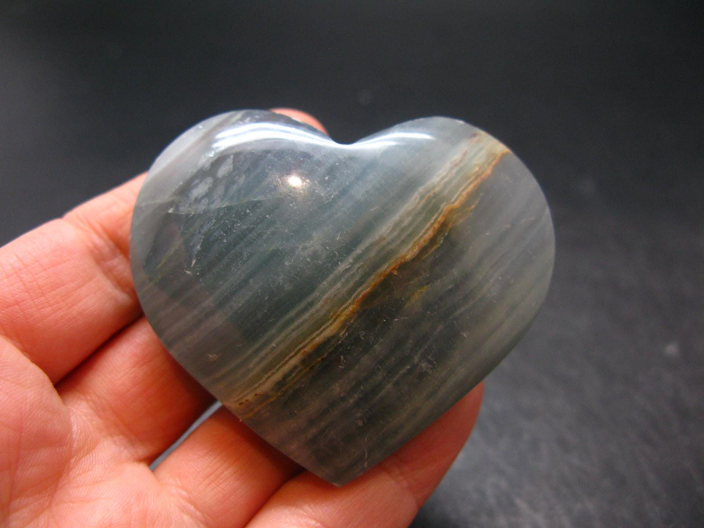 Nice Lemurian Aquatine Blue Calcite Heart From Argentina - 1.9" - 76.06 Grams