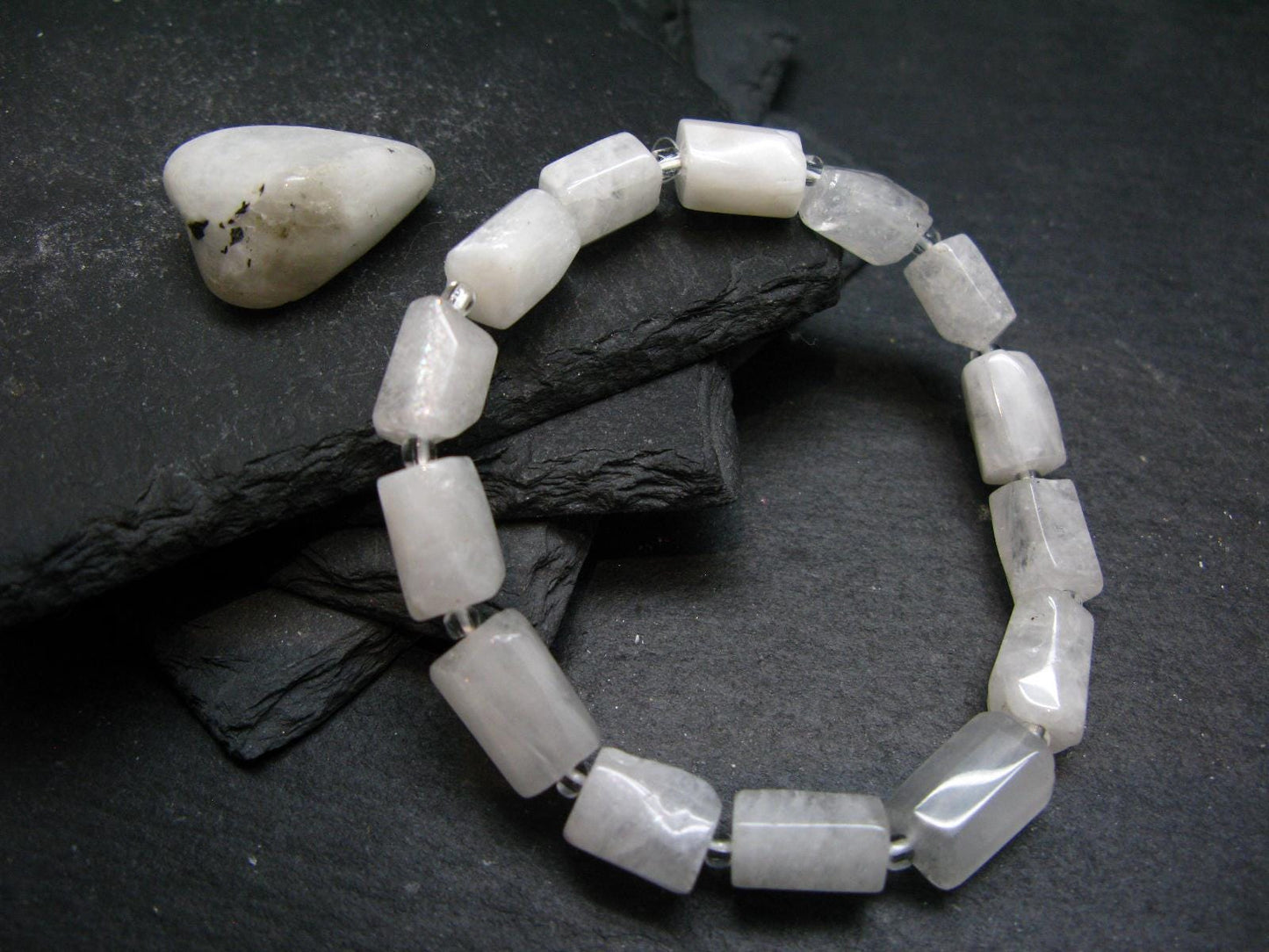 Moonstone Genuine Bracelet ~ 7 Inches ~ 12mm Tumbled Beads