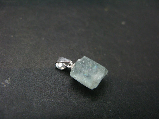 Fantastic Gemmy Aquamarine Crystal Silver Pendant From Brazil - 0.6" - 1.12 Grams