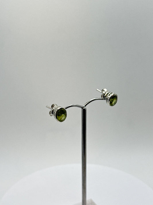 Peridot Sterling Silver Stud Earrings | August Birthstone