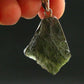 Moldavite Tektite Silver Clover Pendant from Czech Republic - 1.4" - 6.66 Grams