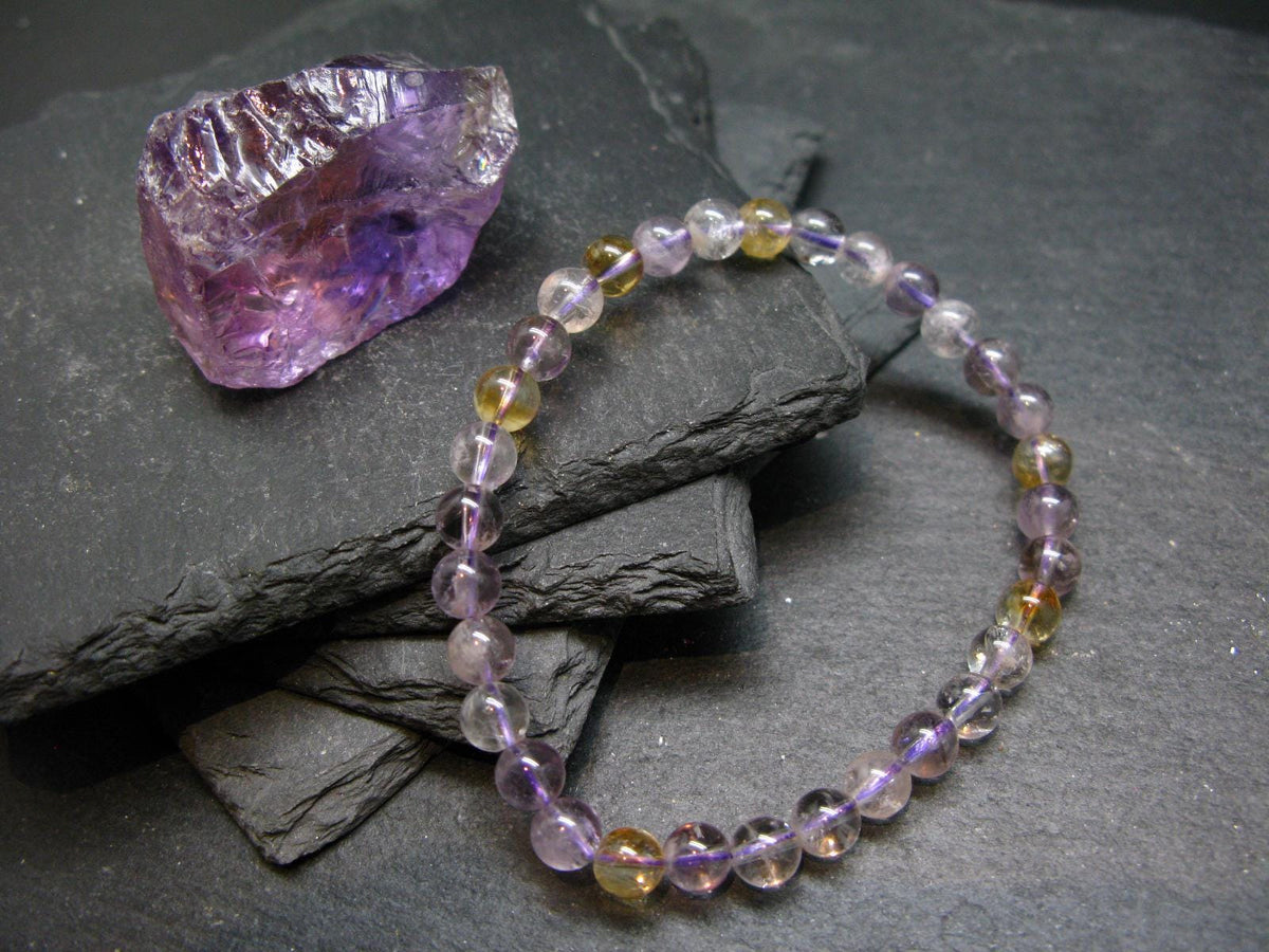 Ametrine Genuine Bracelet ~ 7 Inches ~ 6mm Round Beads